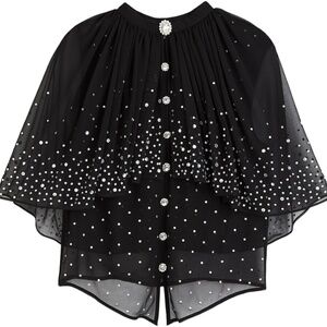 Rabanne x H&M Embellished Chiffon Cape Top – Black (XXL / EUR 54)